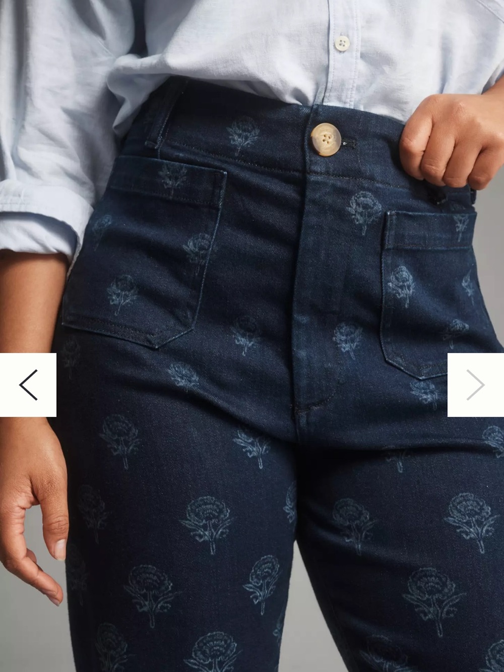 Maeve X Anthropologie The Colette Cropped Wide-Leg Jeans Denim Floral Print - Picture 9 of 16